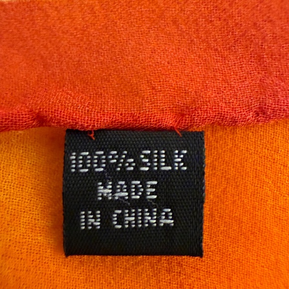 Vintage Sheer Floral Silk Scarf – Orange & Yellow Flowers - Picture 8 of 10